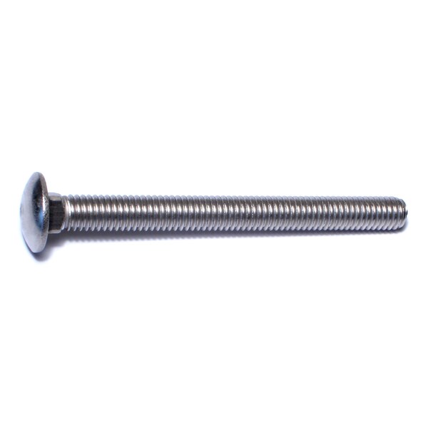 Carriage Bolt, Square Neck, 16 (Coarse), 4 in L, 18-8 Stainless Steel, 5 PK